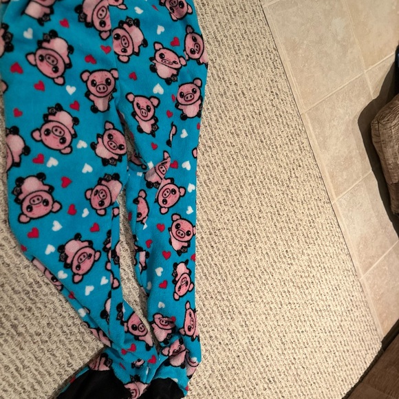 Pig blue heart footed pajamas - Picture 4 of 6